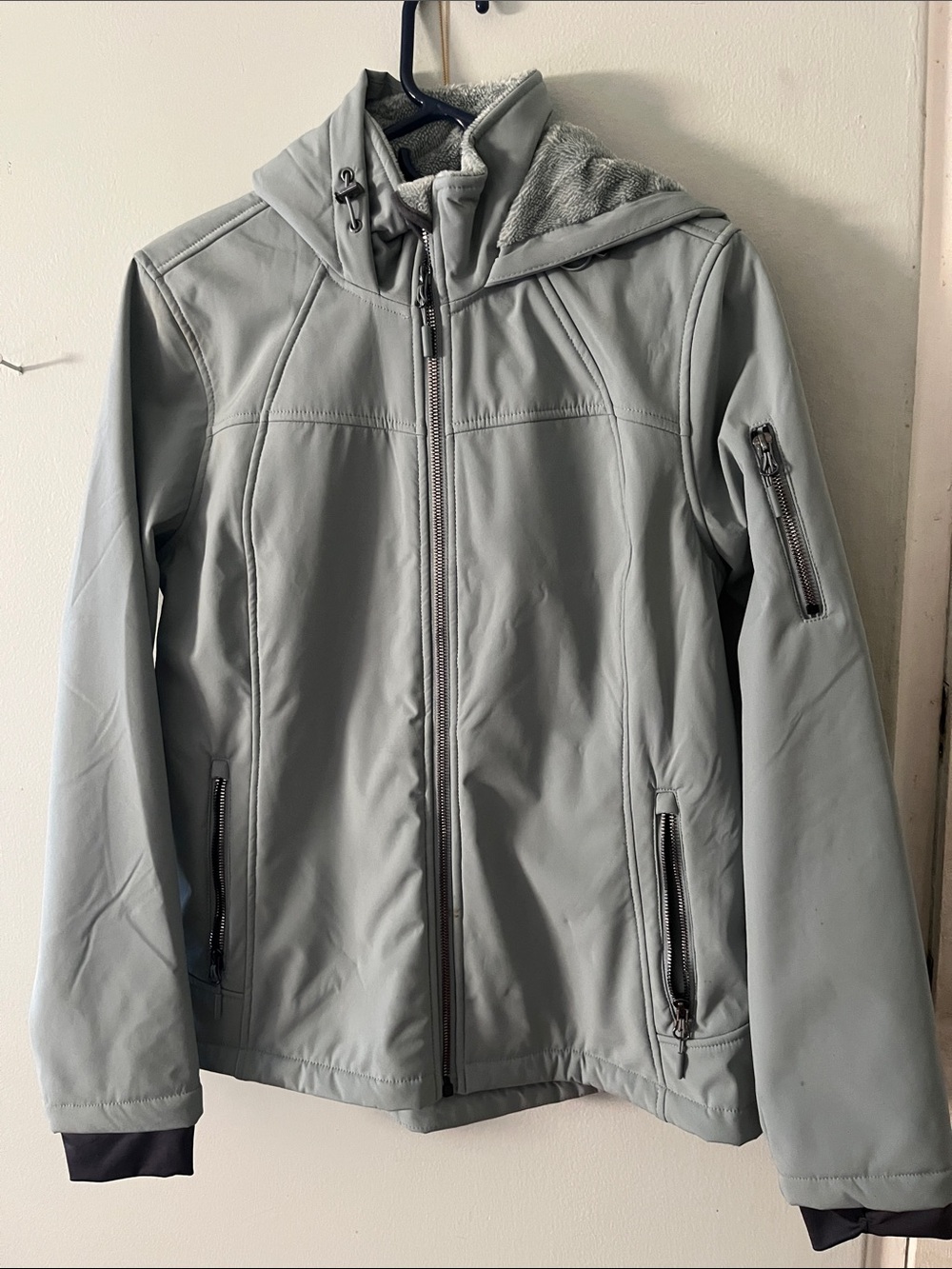 Free Country Light Gray Hooded Puffer Jacket